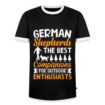 Dog German Shepherd Gift - Men's Ringer Shirt - black/white - Front - AI Model Female 172 light (172cm) & AI Model Male 178 light (178cm)