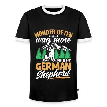 Sheepdog - Men's Ringer Shirt - black/white - Front - AI Model Female 172 light (172cm) & AI Model Male 178 light (178cm)