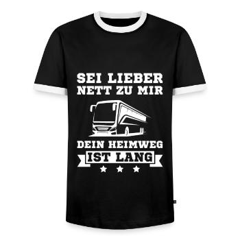 Schulbus Dein Heimweg ist lang Busfahrer Geschenk - Männer Kontrast-T-Shirt - Schwarz/Weiß - Vorne - AI Model Female 172 light (172cm) & AI Model Male 178 light (178cm)
