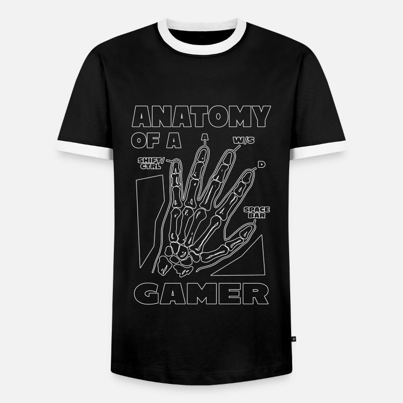 Zocker Anatomie eines Gamers - Männer Kontrast-T-Shirt - Schwarz/Weiß