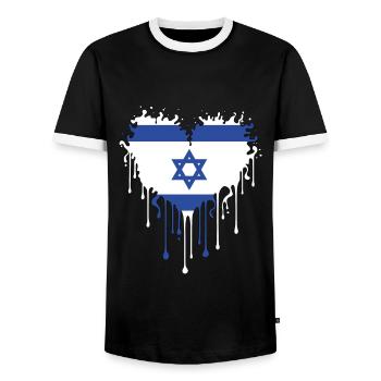 Israel Heart Star of David - Men's Ringer Shirt - black/white - Front - AI Model Female 172 light (172cm) & AI Model Male 178 light (178cm)