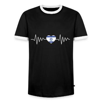 Israel Puls - Männer Kontrast-T-Shirt - Schwarz/Weiß - Vorne - AI Model Female 172 light (172cm) & AI Model Male 178 light (178cm)