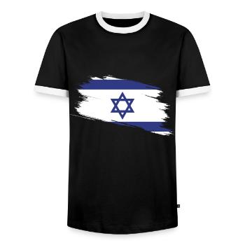 Israel Israel Israel - Men's Ringer Shirt - black/white - Front - AI Model Female 172 light (172cm) & AI Model Male 178 light (178cm)