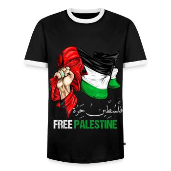 Palestine - T-shirt contrasté Homme - noir/blanc - Devant - AI Model Female 172 light (172cm) & AI Model Male 178 light (178cm)