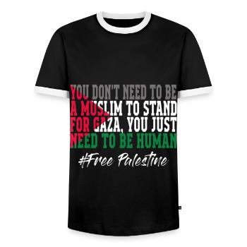 PALESTINE Palestine DRAPEAU Paix - T-shirt contrasté Homme - noir/blanc - Devant - AI Model Female 172 light (172cm) & AI Model Male 178 light (178cm)