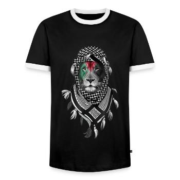 Palestine Lion - T-shirt contrasté Homme - noir/blanc - Devant - AI Model Female 172 light (172cm) & AI Model Male 178 light (178cm)