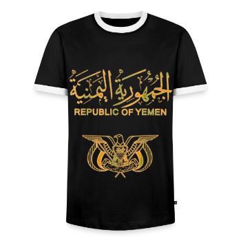 Yemen - Men's Ringer Shirt - black/white - Front - AI Model Female 172 light (172cm) & AI Model Male 178 light (178cm)