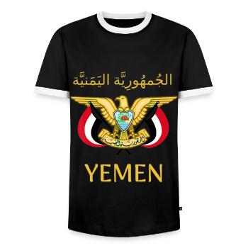 Yemen - Men's Ringer Shirt - black/white - Front - AI Model Female 172 light (172cm) & AI Model Male 178 light (178cm)
