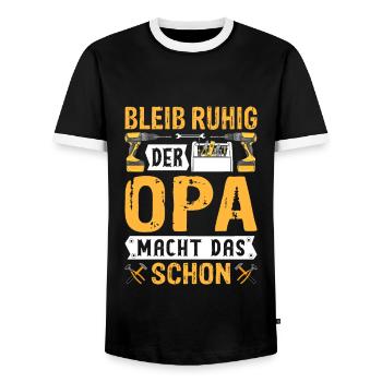 Opa Handwerker Geburtstag Spruch Shirt - Männer Kontrast-T-Shirt - Schwarz/Weiß - Vorne - AI Model Female 172 light (172cm) & AI Model Male 178 light (178cm)