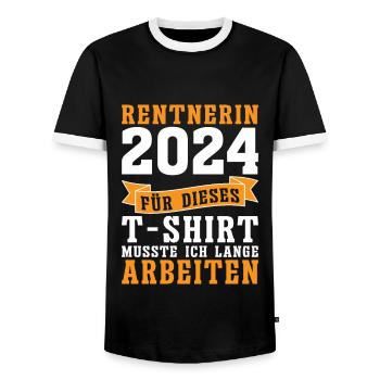 Pensioner 2024 Retirement Retirement Funny Women - Men's Ringer Shirt - black/white - Front - AI Model Female 172 light (172cm) & AI Model Male 178 light (178cm)
