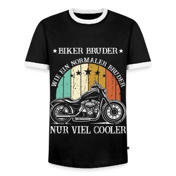 Biker Brother Just Much Cooler Gentlemen Retired Motor - Men's Ringer Shirt - black/white - Front - AI Model Female 172 light (172cm) & AI Model Male 178 light (178cm)