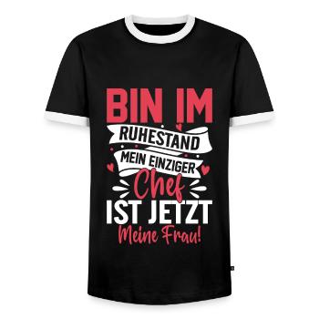 Retiree Life Retirement Funny Retiree - Men's Ringer Shirt - black/white - Front - AI Model Female 172 light (172cm) & AI Model Male 178 light (178cm)