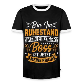 Ruhestand Rente Lustig - Männer Kontrast-T-Shirt - Schwarz/Weiß - Vorne - AI Model Female 172 light (172cm) & AI Model Male 178 light (178cm)