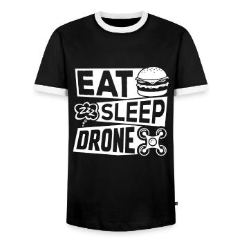 Eat Sleep Drohne - Männer Kontrast-T-Shirt - Schwarz/Weiß - Vorne - AI Model Female 172 light (172cm) & AI Model Male 178 light (178cm)