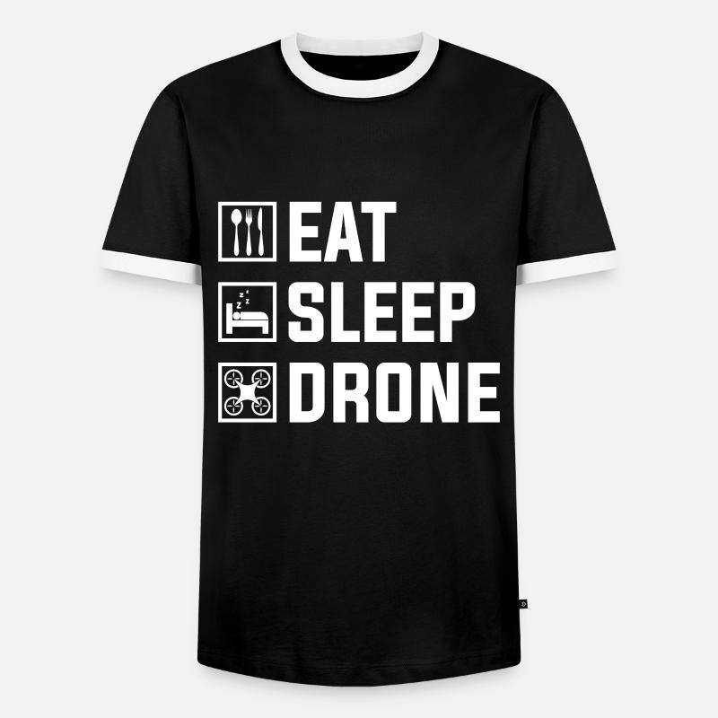 Eat Drone Repeat - Männer Kontrast-T-Shirt - Schwarz/Weiß