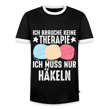 Therapie Häkeln Stricken Nähen Herren Damen - Männer Kontrast-T-Shirt - Schwarz/Weiß - Vorne - AI Model Female 172 light (172cm) & AI Model Male 178 light (178cm)