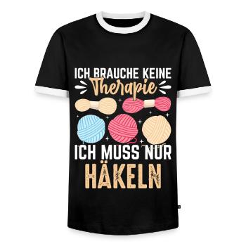 Therapy Gift I Just Need to Crochet - Men's Ringer Shirt - black/white - Front - AI Model Female 172 light (172cm) & AI Model Male 178 light (178cm)