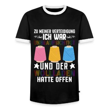 Crochet Saying Knitting Crochet Gift Grandma Mom - Men's Ringer Shirt - black/white - Front - AI Model Female 172 light (172cm) & AI Model Male 178 light (178cm)