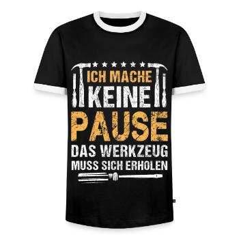 DON'T TAKE A BREAK, THE TOOL NEEDS TO RECOVER - Men's Ringer Shirt - black/white - Front - AI Model Female 172 light (172cm) & AI Model Male 178 light (178cm)