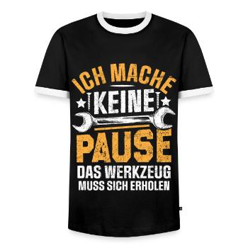 My tool needs to recover - Men's Ringer Shirt - black/white - Front - AI Model Female 172 light (172cm) & AI Model Male 178 light (178cm)