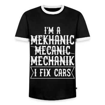 Mechaniker Mechanic - Men's Ringer Shirt - black/white - Front - AI Model Female 172 light (172cm) & AI Model Male 178 light (178cm)