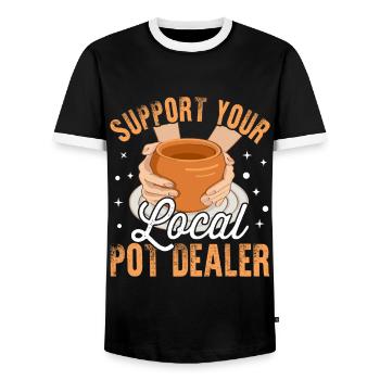Pot Dealer - Men's Ringer Shirt - black/white - Front - AI Model Female 172 light (172cm) & AI Model Male 178 light (178cm)