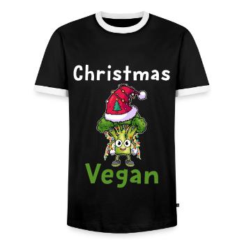 Christmas Broccoli - Men's Ringer Shirt - black/white - Front - AI Model Female 172 light (172cm) & AI Model Male 178 light (178cm)