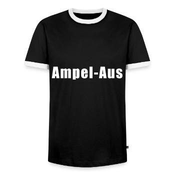 Das Wort des Jahres Ampel-Aus Statement Demo - Männer Kontrast-T-Shirt - Schwarz/Weiß - Vorne - AI Model Female 172 light (172cm) & AI Model Male 178 light (178cm)