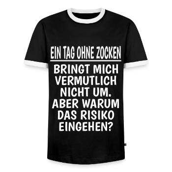 Ein Tag Ohne Zocken lustiger Gamer spruch Geschenk - Männer Kontrast-T-Shirt - Schwarz/Weiß - Vorne - AI Model Female 172 light (172cm) & AI Model Male 178 light (178cm)