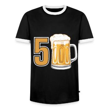 Beer Humor for the 50th Birthday - Men's Ringer Shirt - black/white - Front - AI Model Female 172 light (172cm) & AI Model Male 178 light (178cm)