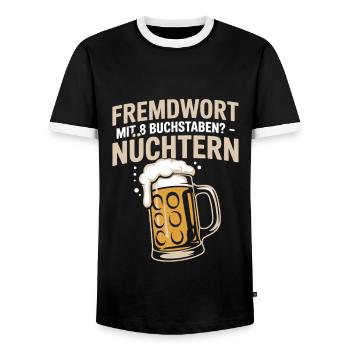 Party Fremdwort mit 8 Buchstaben - Nüchtern - Männer Kontrast-T-Shirt - Schwarz/Weiß - Vorne - AI Model Female 172 light (172cm) & AI Model Male 178 light (178cm)