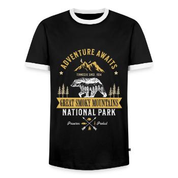Great Smoky Mountains Nationalpark Wald Landsca - Männer Kontrast-T-Shirt - Schwarz/Weiß - Vorne - AI Model Female 172 light (172cm) & AI Model Male 178 light (178cm)