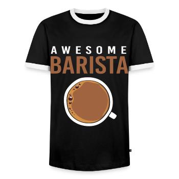 Espresso Coffee Caffeine Barista - Men's Ringer Shirt - black/white - Front - AI Model Female 172 light (172cm) & AI Model Male 178 light (178cm)