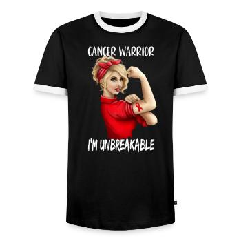 Krebs Kämpferin Rote Schleife Geschenk - Männer Kontrast-T-Shirt - Schwarz/Weiß - Vorne - AI Model Female 172 light (172cm) & AI Model Male 178 light (178cm)