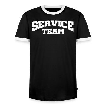 Service Team Mitarbeiter Gastronomie Kellner - Männer Kontrast-T-Shirt - Schwarz/Weiß - Vorne - AI Model Female 172 light (172cm) & AI Model Male 178 light (178cm)