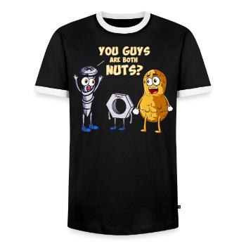 Handyman Home Improvement Screw Nut Funny - Men's Ringer Shirt - black/white - Front - AI Model Female 172 light (172cm) & AI Model Male 178 light (178cm)