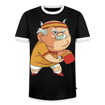 Tennis de Table Grand-père Pingpong Outfit Grand-père - T-shirt contrasté Homme - noir/blanc - Devant - AI Model Female 172 light (172cm) & AI Model Male 178 light (178cm)