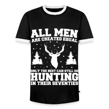 The best can still go hunting in their seventies - T-shirt contrasté Homme - noir/blanc - Devant - AI Model Female 172 light (172cm) & AI Model Male 178 light (178cm)