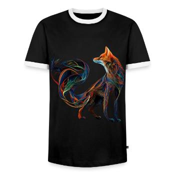 Fuchs Fuchsmotiv Tiere Geschenk Kunst Tiermotiv - Männer Kontrast-T-Shirt - Schwarz/Weiß - Vorne - AI Model Female 172 light (172cm) & AI Model Male 178 light (178cm)