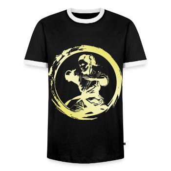 Karate Frau - Männer Kontrast-T-Shirt - Schwarz/Weiß - Vorne - AI Model Female 172 light (172cm) & AI Model Male 178 light (178cm)