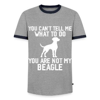 Funny Beagle Men Women Hound Beagle Dog Lovers - T-shirt contrasté Homme - gris/marine  - Devant - AI Model Female 172 light (172cm) & AI Model Male 178 light (178cm)
