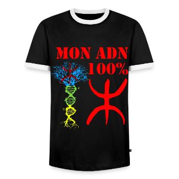 Mon adn 100% amazigh - T-shirt contrasté Homme - noir/blanc - Devant - AI Model Female 172 light (172cm) & AI Model Male 178 light (178cm)