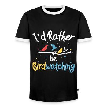 Oiseau Observateur ornithologue oiseaux - T-shirt contrasté Homme - noir/blanc - Devant - AI Model Female 172 light (172cm) & AI Model Male 178 light (178cm)