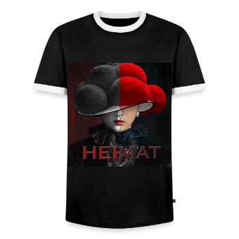 Schwarzwald Lady Art Heimat - Männer Kontrast-T-Shirt - Schwarz/Weiß - Vorne - AI Model Female 172 light (172cm) & AI Model Male 178 light (178cm)