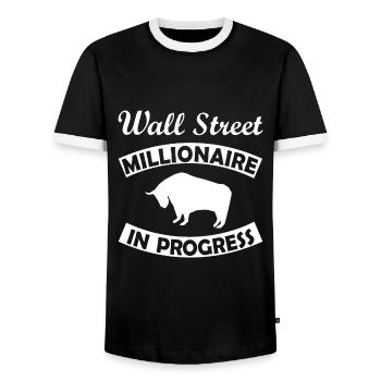 Wall Street - Männer Kontrast-T-Shirt - Schwarz/Weiß - Vorne - AI Model Female 172 light (172cm) & AI Model Male 178 light (178cm)