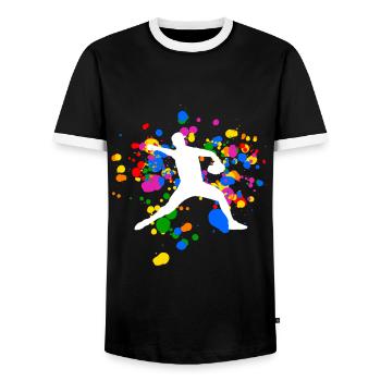 Buntes Baseball Design mit Regenbogenfarben - Männer Kontrast-T-Shirt - Schwarz/Weiß - Vorne - AI Model Female 172 light (172cm) & AI Model Male 178 light (178cm)