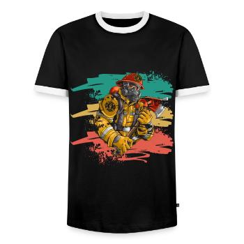 firefighter - Männer Kontrast-T-Shirt - Schwarz/Weiß - Vorne - AI Model Female 172 light (172cm) & AI Model Male 178 light (178cm)