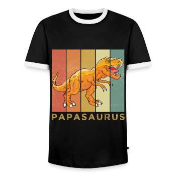 papasaurus - Männer Kontrast-T-Shirt - Schwarz/Weiß - Vorne - AI Model Female 172 light (172cm) & AI Model Male 178 light (178cm)