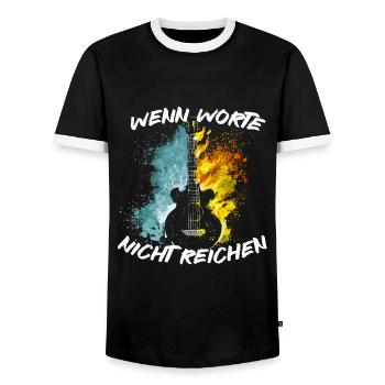 Gitarre - Wenn Worte nicht reichen - Männer Kontrast-T-Shirt - Schwarz/Weiß - Vorne - AI Model Female 172 light (172cm) & AI Model Male 178 light (178cm)
