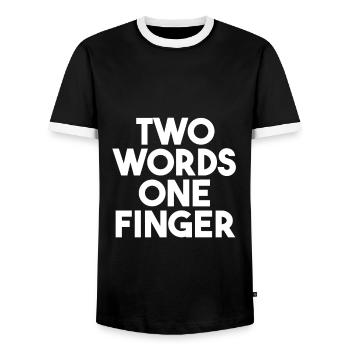 Deux mots un doigt - vas te faire encule - Cool citation - T-shirt contrasté Homme - noir/blanc - Devant - AI Model Female 172 light (172cm) & AI Model Male 178 light (178cm)